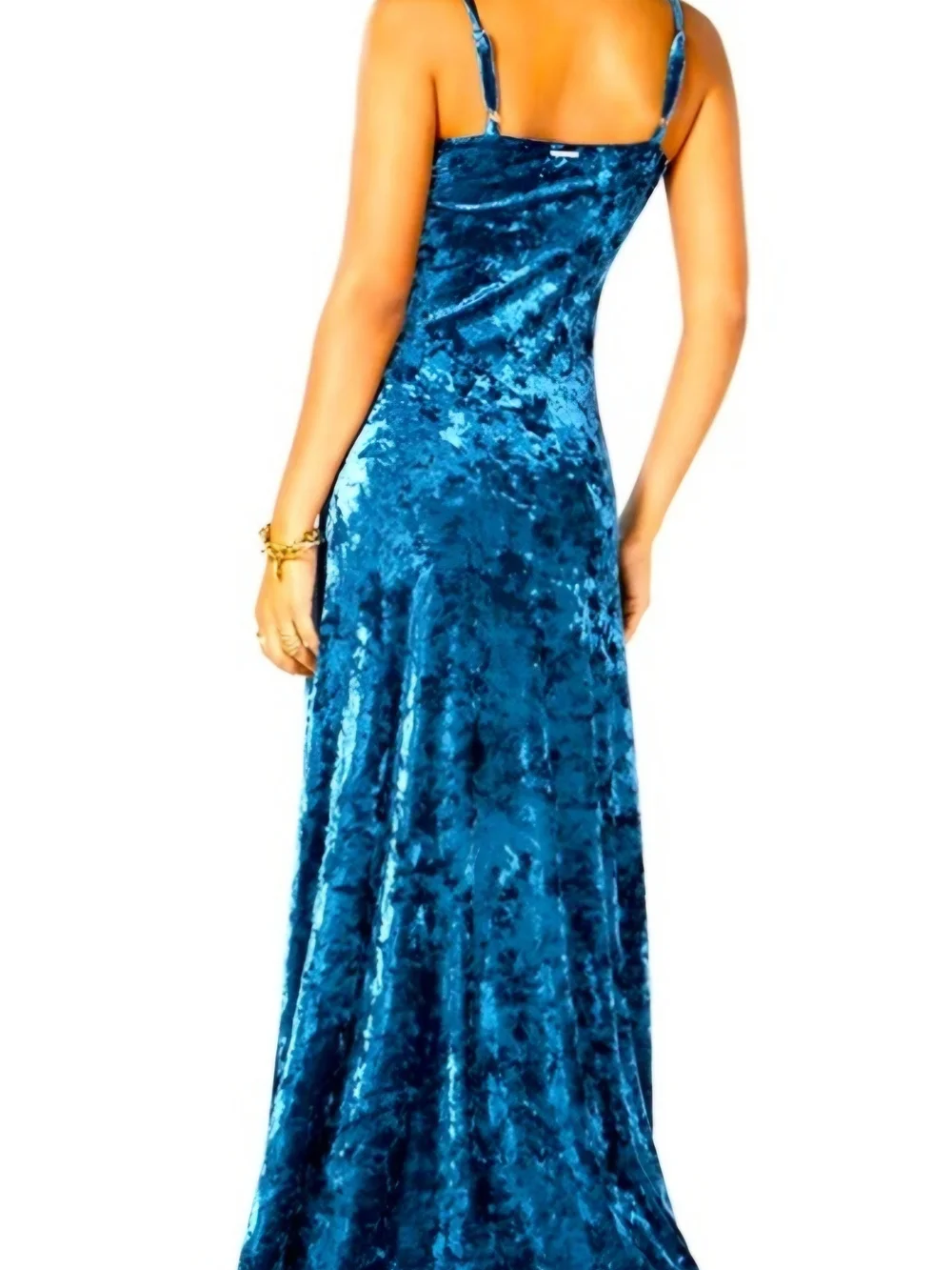 Michael Kors Blue Crushed Velvet Slip Maxi Dress Size Large